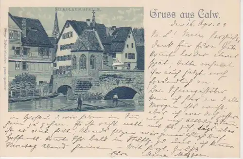 Calw Partie an der Nicolauskapelle gl1903 83.496