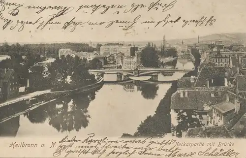 Heilbronn Neckarpartie mit Brücke gl1906 102.072