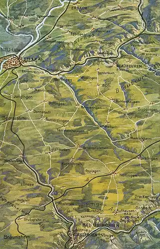 Ulm a.d. Donau Landkarte gegen Süden ngl 101.639