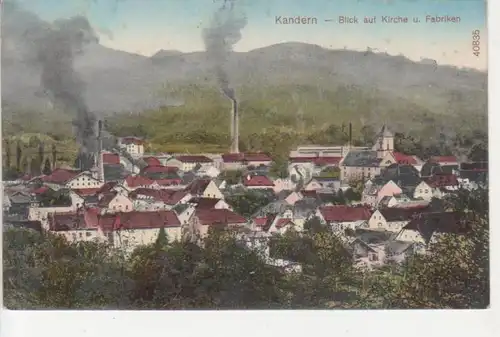 Kandern Blick auf Kirche und Fabriken gl1913 81.868