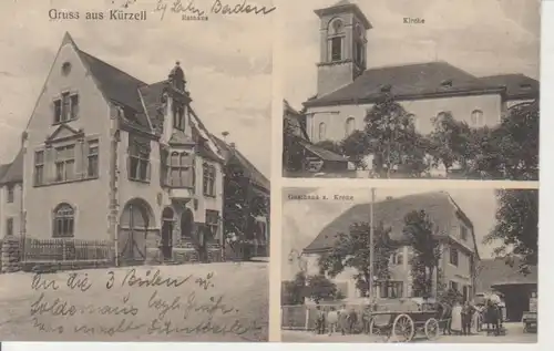 Kürzell Gasthaus z. Krone Rathaus Kirche gl1933 82.711