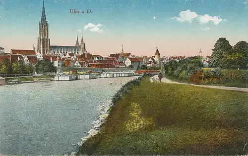Ulm a. d. Donau Ufer Blick auf Münster ngl 101.582