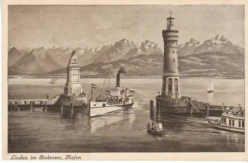 Lindau im Bodensee Hafen alter Dampfer ngl B7446