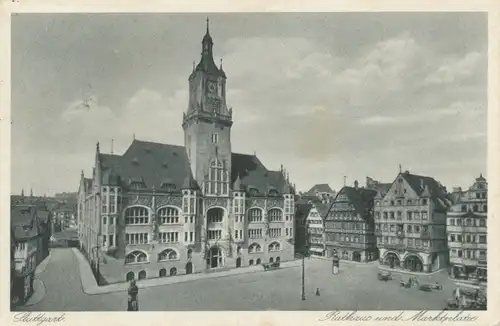 Stuttgart Rathaus und Marktplatz gl1928 103.033