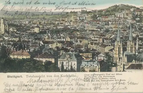 Stuttgart Totalansicht von der Karlshöhe gl1904 103.168