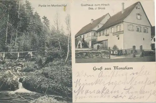 Monakam Gasthaus z. Hirsch Monbachtal gl1911 102.087