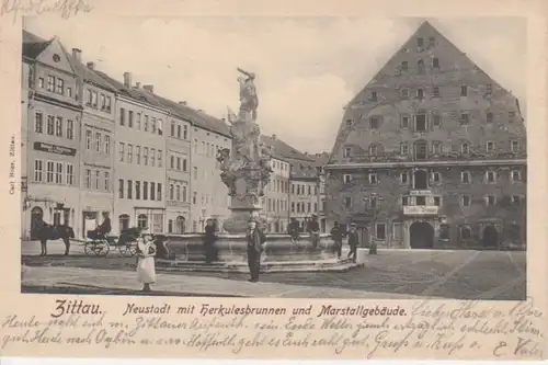 Zittau Neustadt mit Brunnen gl1902 84.425