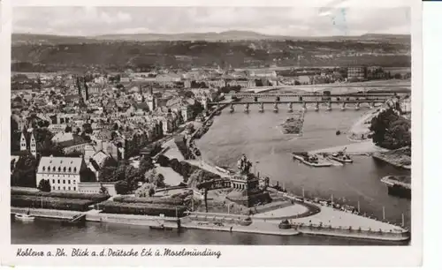 Koblenz a.Rh. Deutsches Eck Mosel-Mündung gl1951 20.843