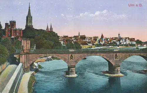 Ulm Brücke mit Stadtpanorama feldpgl1915 102.301