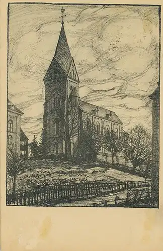 Hückeswagen Pfarrkirche Zeichnung gl1922 132.454