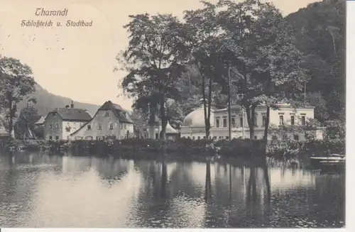 Tharandt Schloßteich und Stadtbad gl1914 86.668