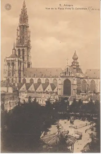 Anvers Place Verte et Cathédrale ngl 20.696