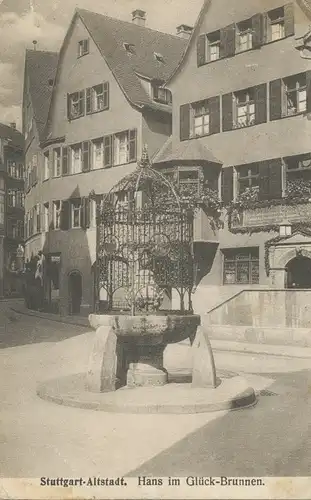 Stuttgart Altstadt Hans im Glück Brunnen gl1913 103.052