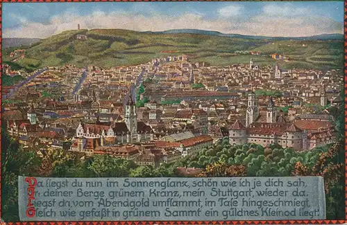 Stuttgart Panorama mit Reim von Gerok gl1922 103.167