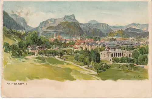 Reichenhall in seiner Landschaft Litho gl1907 22.679