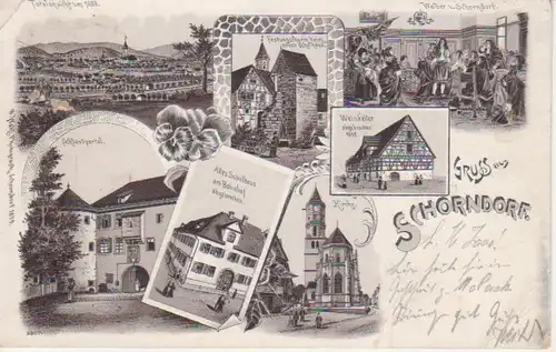 Schorndorf Litho Altes Schulhaus Kirche gl1904 66.857