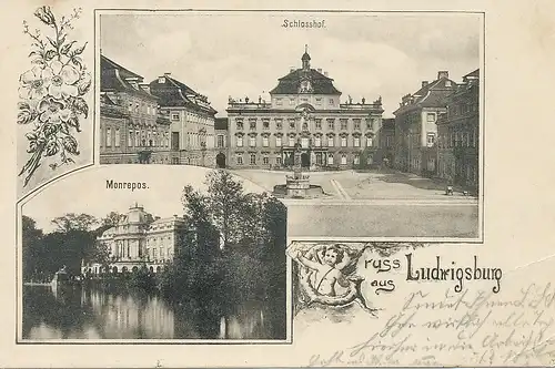 Ludwigsburg Litho Schloßhof Monrepos gl1906 101.988