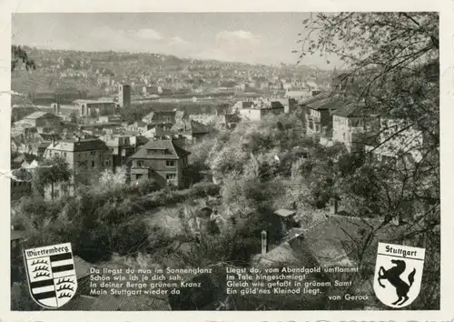 Stuttgart Teilansicht mit Reim von Gerok gl1960 103.212