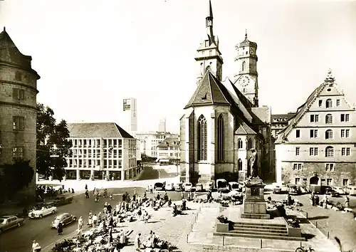 Stuttgart Schillerplatz mit Stiftskirche ngl 110.158