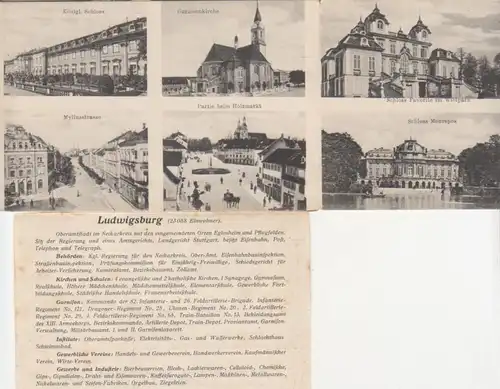 Ludwigsburg Panorama u. Teilans. KlappAK gl1911 83.865