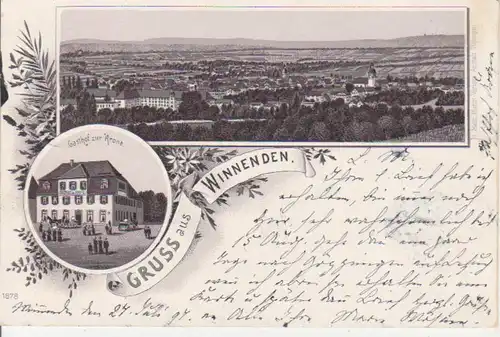 Winnenden Litho Gasthof zur Krone Totale gl1897 83.997