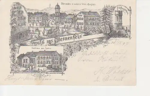 Sternenfels Litho Gasthaus Lamm Stadt gl1897 83.830