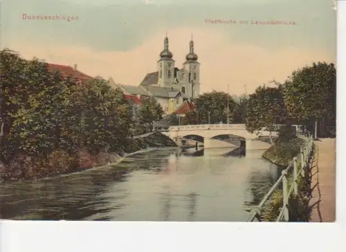 Donaueschingen Stadtkirche mit Brücke gl1908 82.810