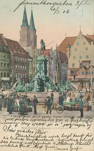 Nürnberg Marktplatz Neptunbrunnen gl1903 124.456