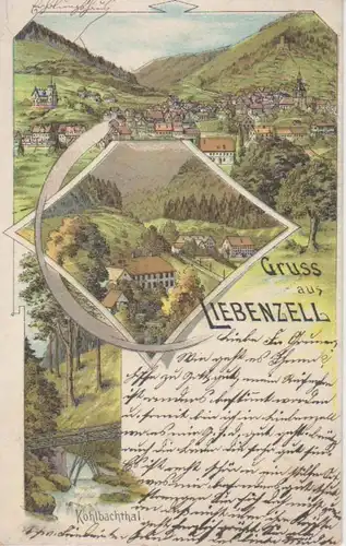 Liebenzell Litho Panorama Kohlbachtal gl1898 83.503