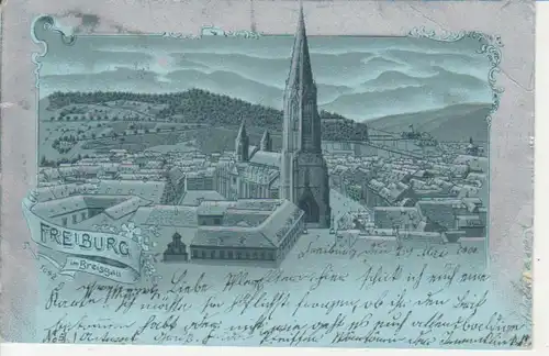 Freiburg Silberlitho Stadtpanorama gl1900 82.937