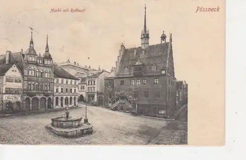 Pössneck Markt mit Rathaus glca.1910 88.908