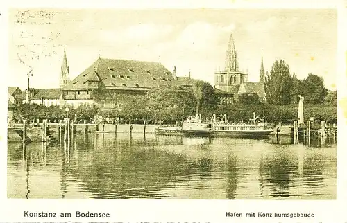 Konstanz Hafen mit Konziliumsgebäude gl1924 109.970