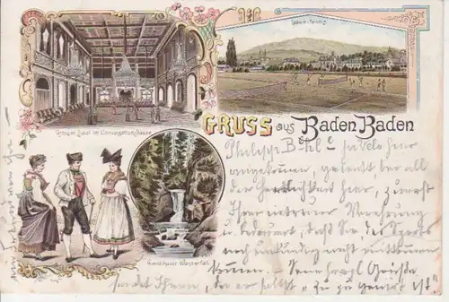 Baden-Baden Litho Lawn-Tennis Großer Saal gl1897 83.058