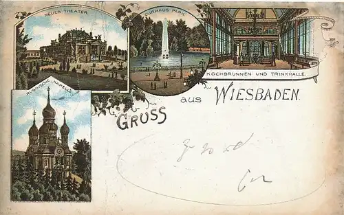 Wiesbaden Litho Kapelle Theater Park gl1901 130.243