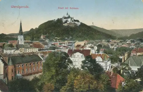 Wernigerode Stadt mit Schloß gl1913 103.624