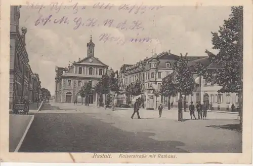 Rastatt Kaiserstraße mit Rathaus feldpgl1918 83.032