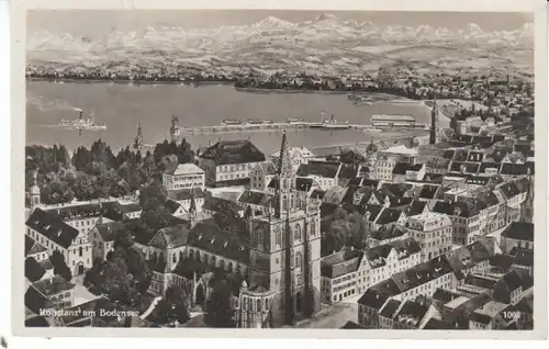 Konstanz a.B. Teilansicht mit Alpen gl1930 26.706