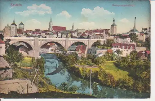 Bautzen Kronprinzenbrücke Stadtpanorama gl1913 86.008