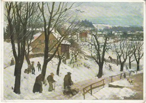 R. HUBER Winter im Dorf feldpgl1940 27.223