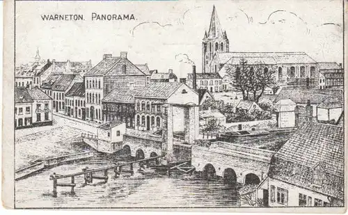Warneton Panorama Zeichnung feldpgl1915 21.914