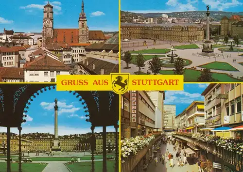 Stuttgart Mehrbildkarte Wappen gl1988 110.254