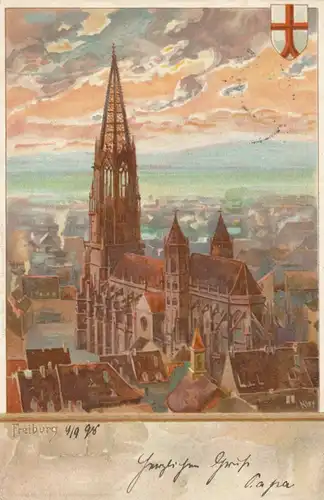 Freiburg Künstlerkarte Kley Münster gl1898 108.903