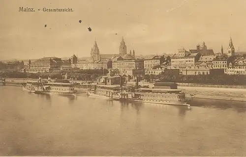 Mainz Gesamtansicht / Rheinansicht feldpgl1915 130.691