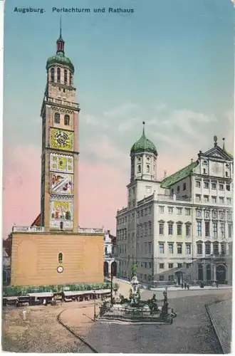 Augsburg Perlachturm und Rathaus gl1927 22.389