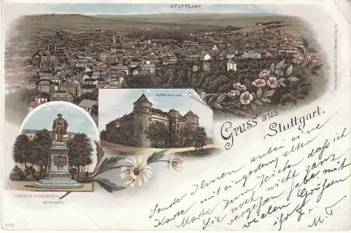 Gruss aus Stuttgart Mehrbild-Litho gl1897 23.300