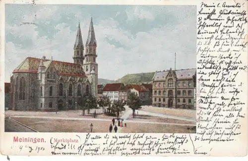 Meiningen Marktplatz mit Kirche gl1903 24.169