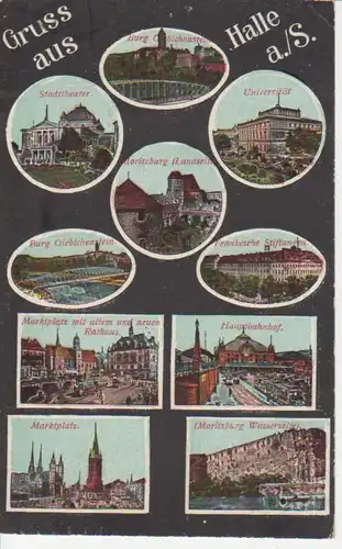 Halle a.S. Mehrbild-AK 10 Ansichten feldpgl1918 91.531