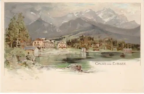 Gruss vom Eibsee Litho um 1900 ngl 22.502