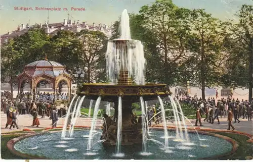 Stuttgart Schlossplatz mit Parade gl1911 23.405