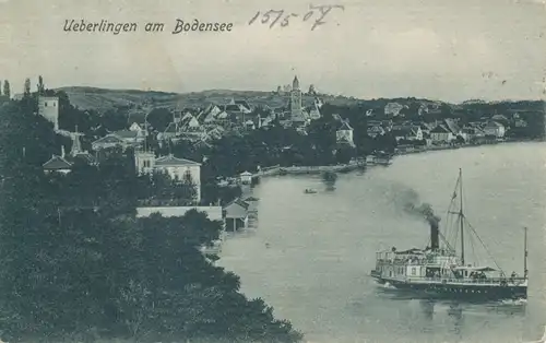 Überlingen a.B. Panorama mit Schiff bahnpgl1907 108.785